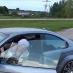 Avozinha saca uns peões no carro do neto